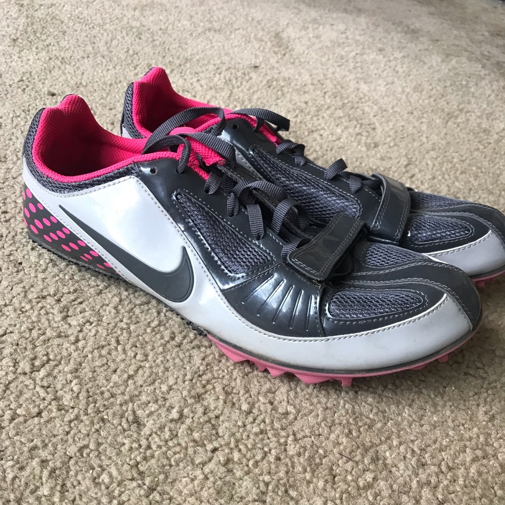 Pink and Gray Nike Zoom Rival S Track Spikes